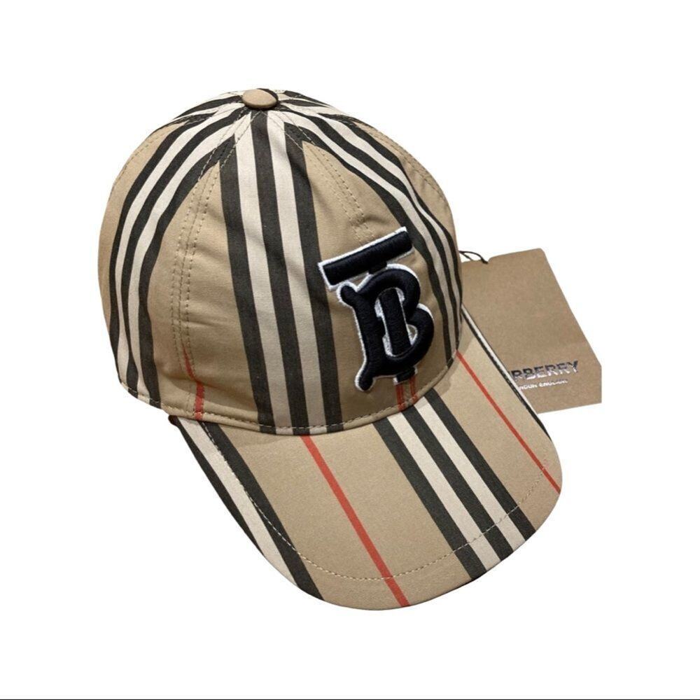 Burberry Monogram Motif Icon Stripe Cotton Baseball Cap New With Tags